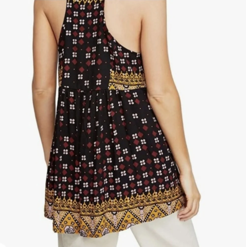 Free People Top Charlotte Black Yellow Boho Size XS